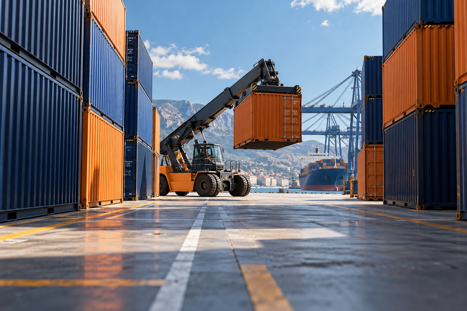 Illustrative container handling at a freight terminal